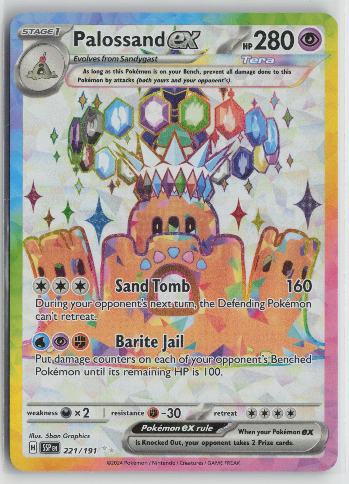 Palossand ex 221/191 Ultra Rare Surging Sparks Pokemon Holo NM