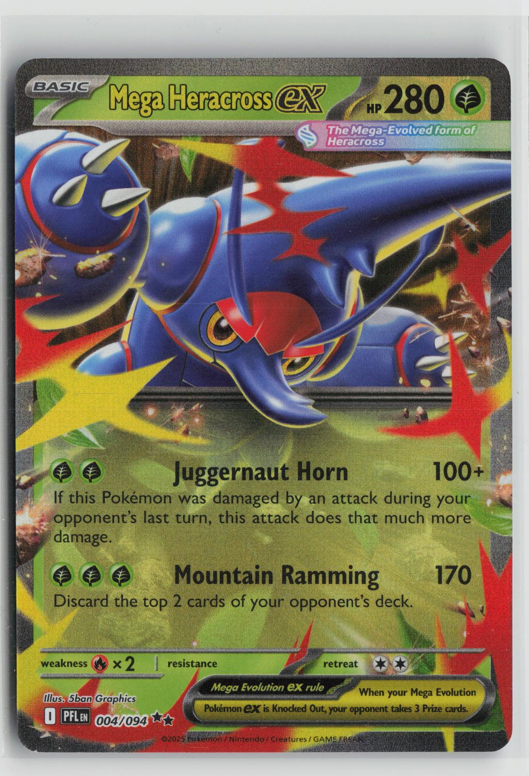 Mega Heracross ex 004/094 Double Rare Phantasmal Flames Pokemon Holo NM