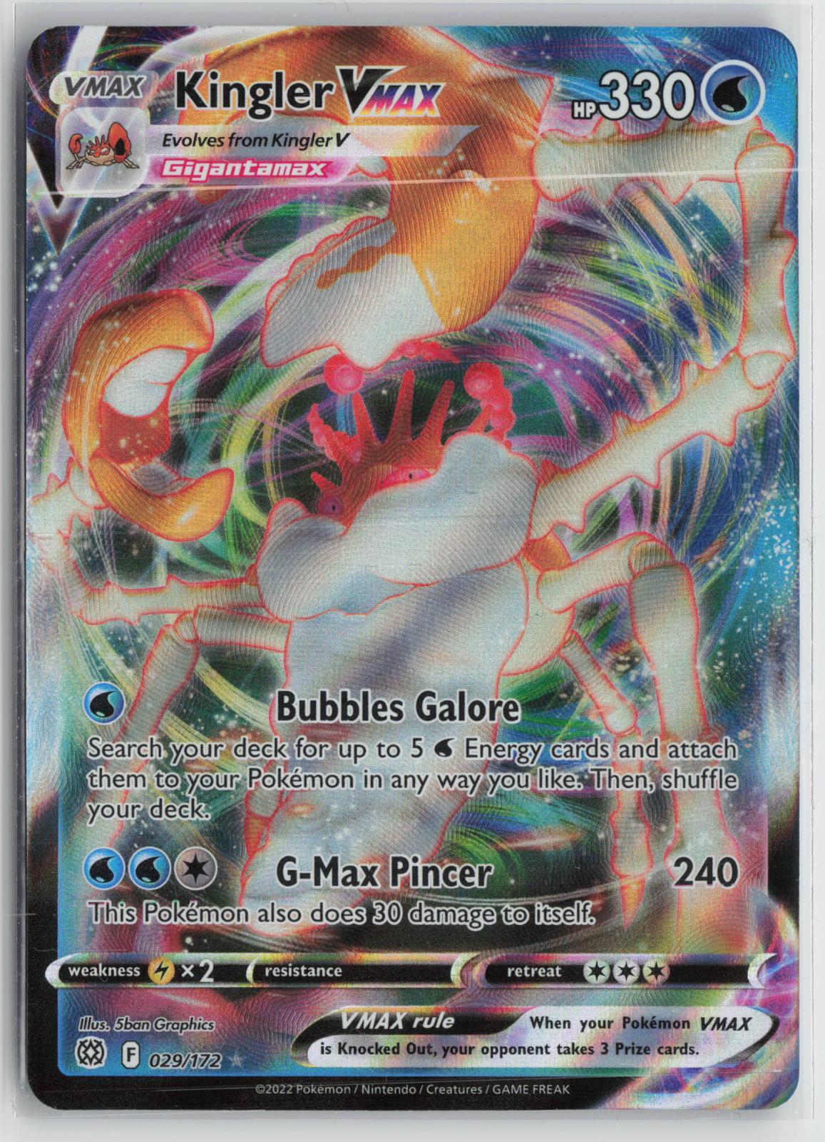 Kingler VMAX 029/172 Holo VMAX Rare Brilliant Stars Pokemon NM