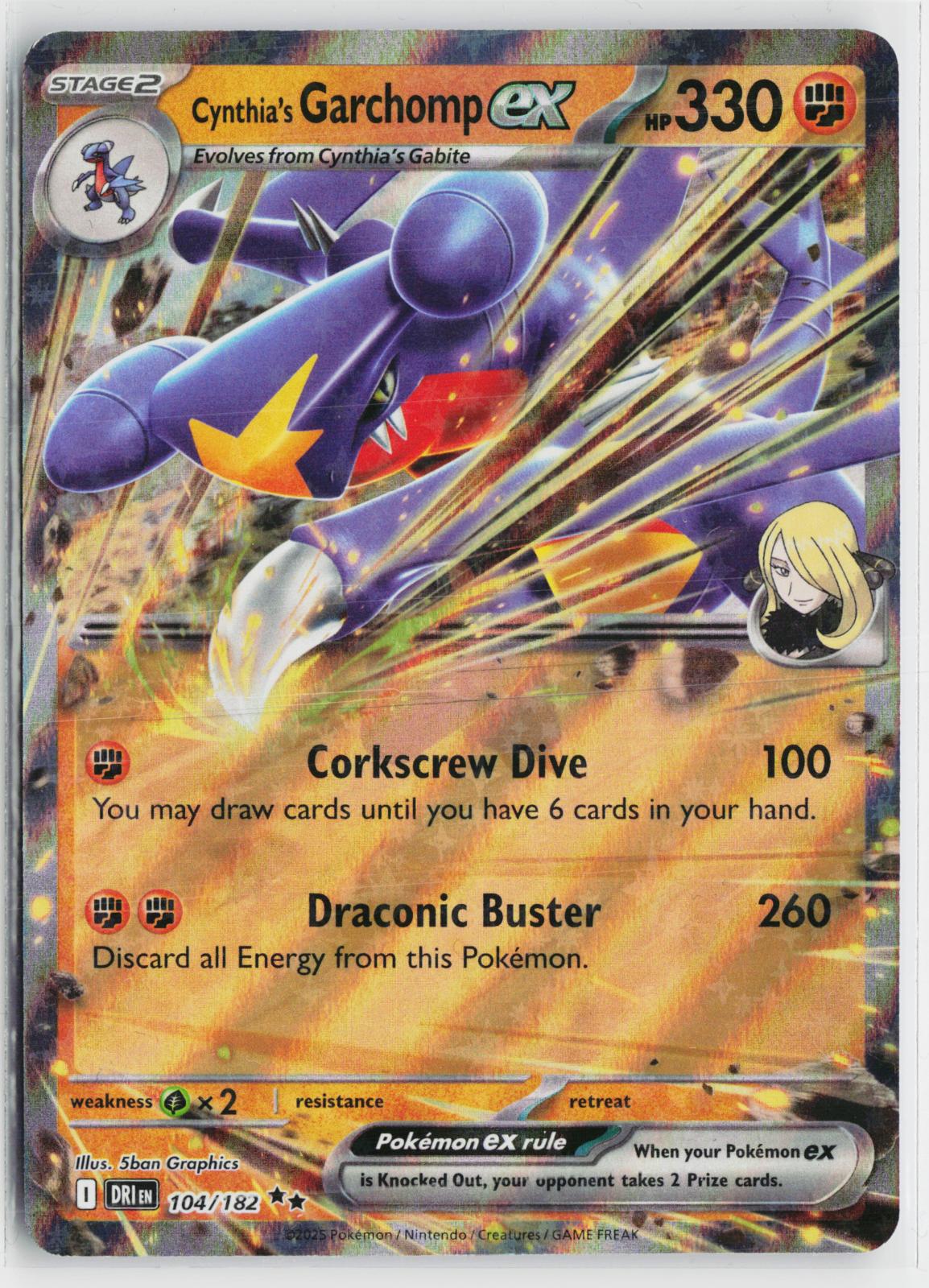 Cynthia's Garchomp ex 104/182 Destined Rivals NM RR Holo Pokemon