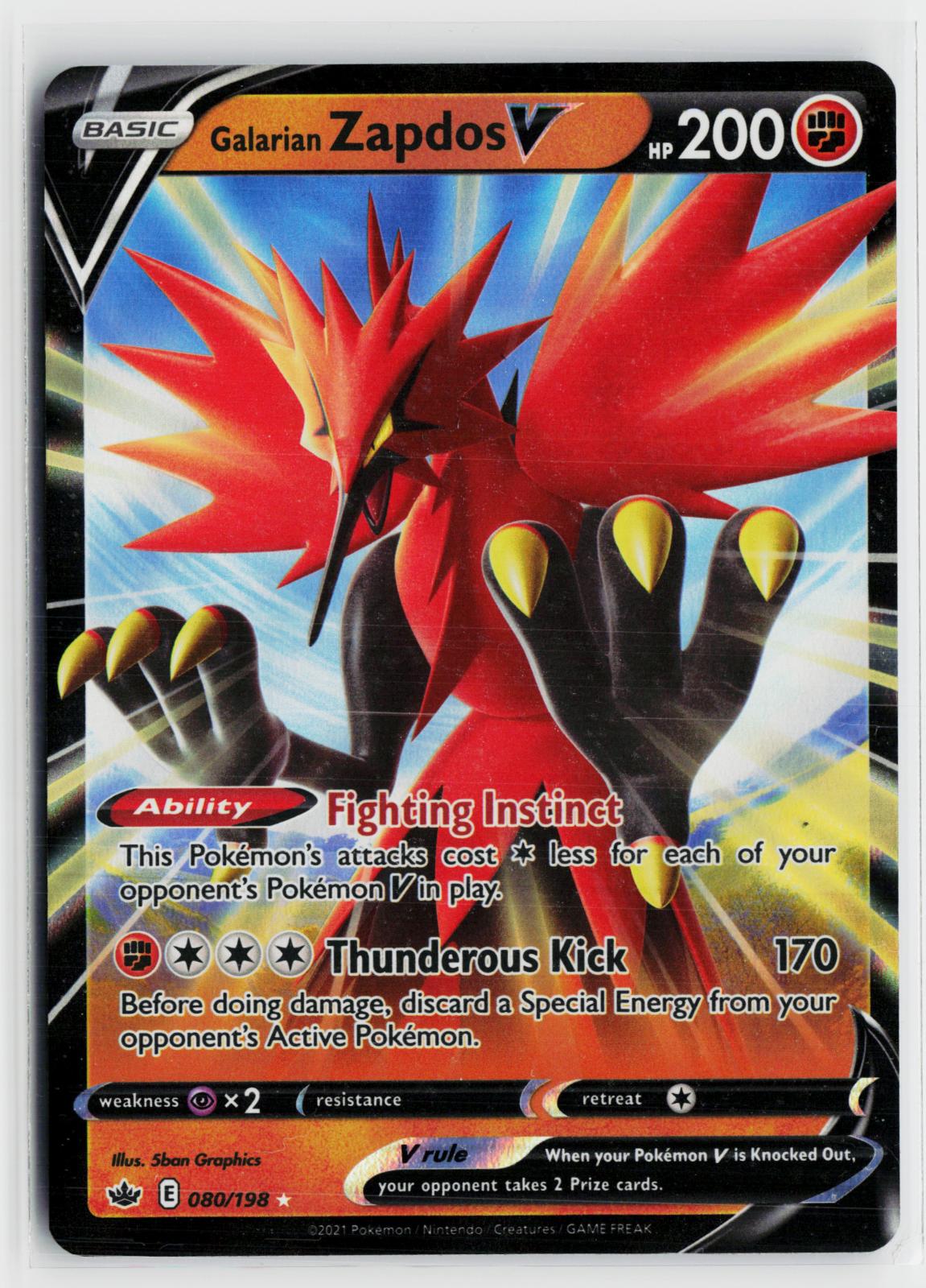 Galarian Zapdos V 080/198 Chilling Reign NM Holo V Rare Pokemon