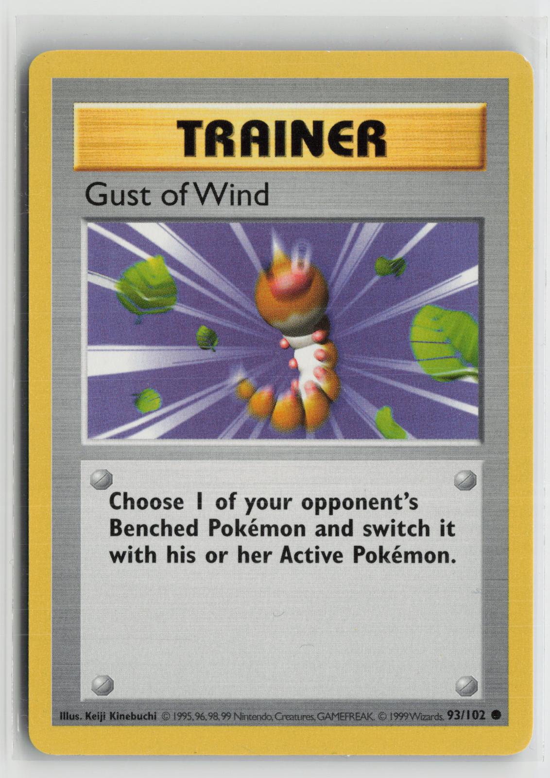 Gust of Wind 93/102 Common Base Set Unlimited Pokemon NM