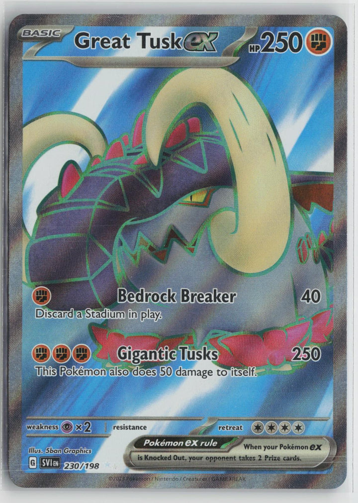 Great Tusk ex 230/198 Ultra Rare Scarlet & Violet Pokemon NM0