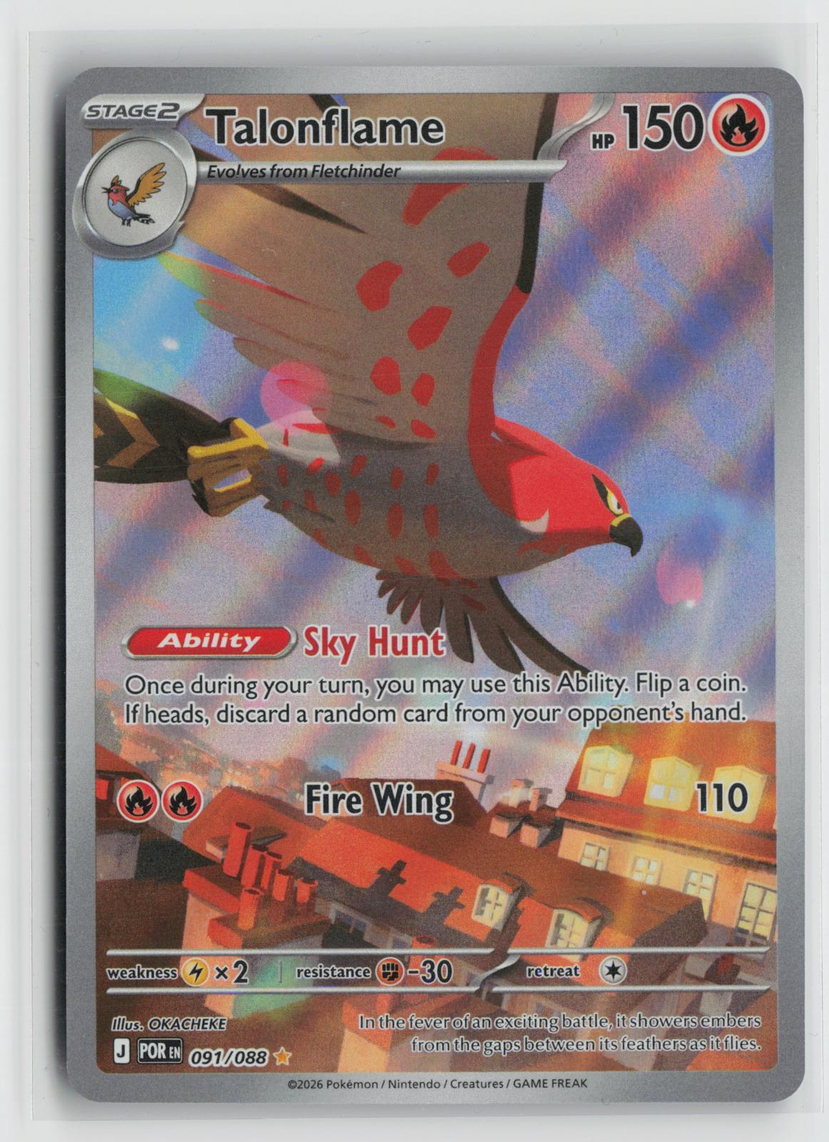 Talonflame 091/088 Holo Illustration Rare Perfect Order Pokemon NM