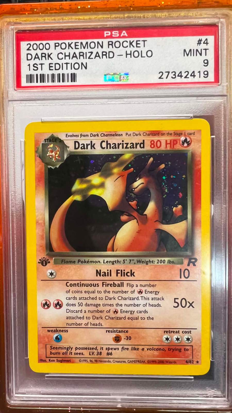 PSA 9 Dark Charizard Holo 4 1st Edition Rocket Pokemon