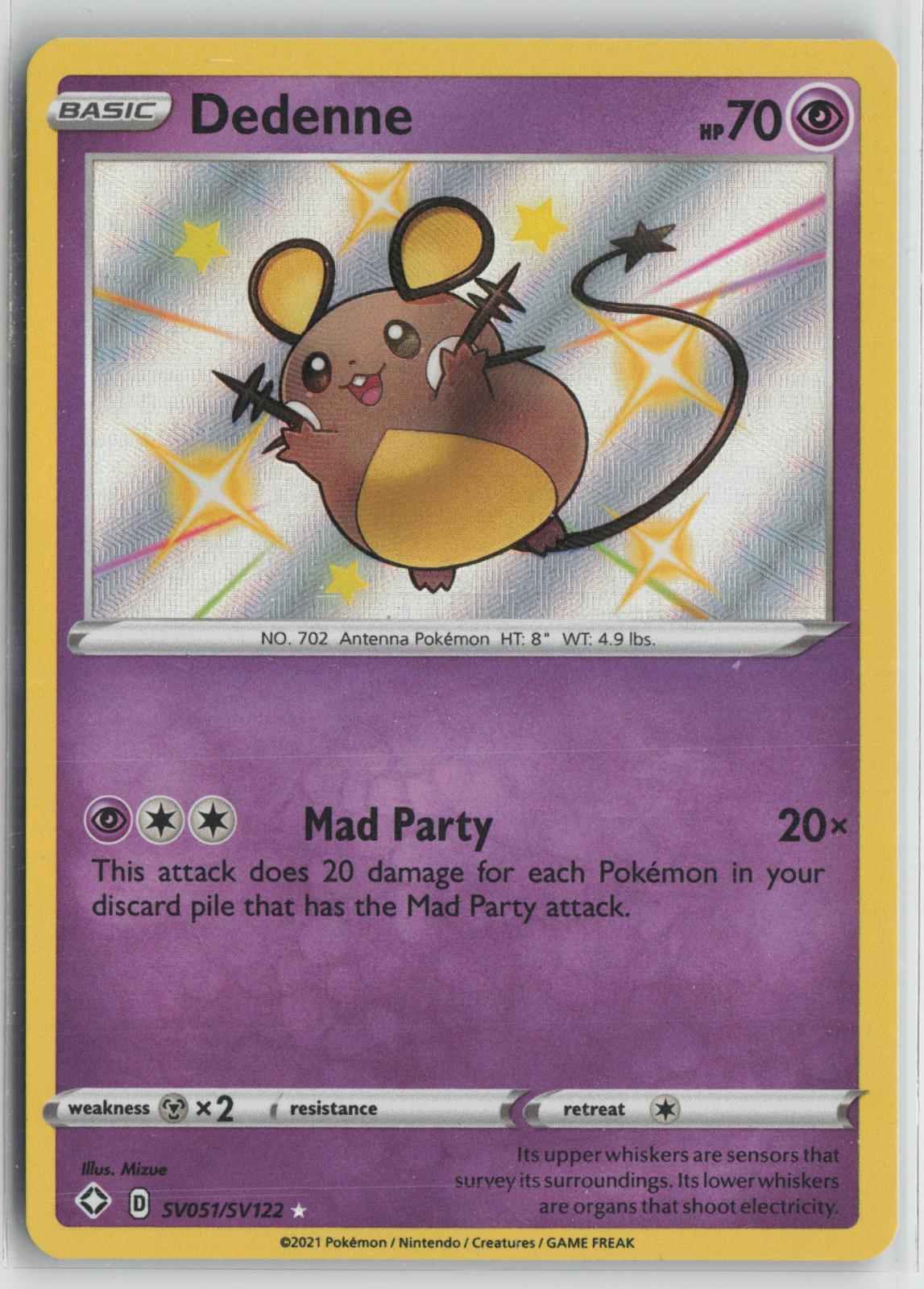 Dedenne SV051/SV122 Shiny Rare Shining Fates Shiny Vault Pokemon Holo NM