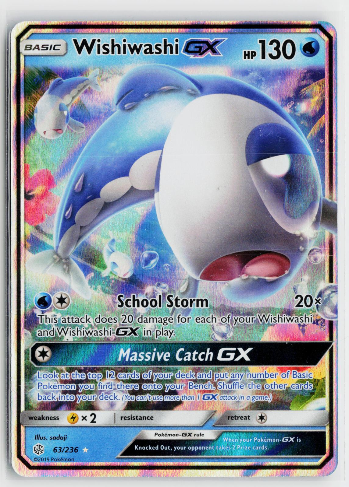 Wishiwashi GX 63/236 Cosmic Eclipse NM Holo GX Rare Pokemon