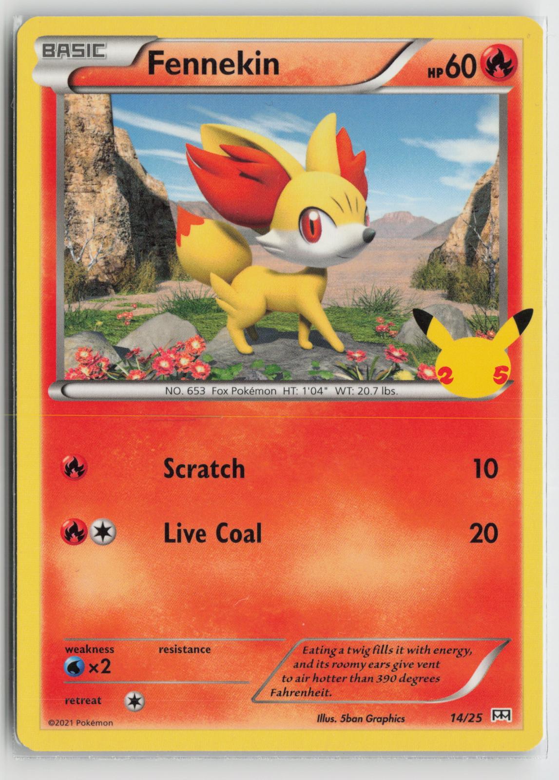 Fennekin 014/025 Promo McDonald's 25th Anniversary Promos Pokemon NM