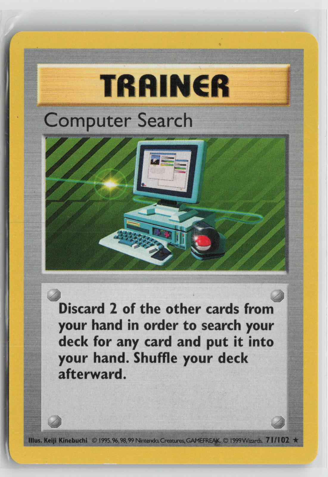 Computer Search 71/102 Rare Base Set Shadowless Pokemon NM