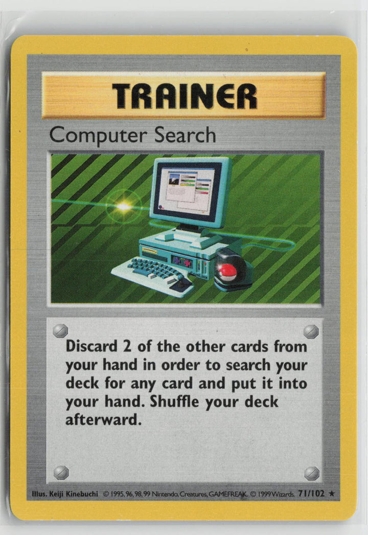 Computer Search 71/102 Rare Base Set Shadowless Pokemon NM0
