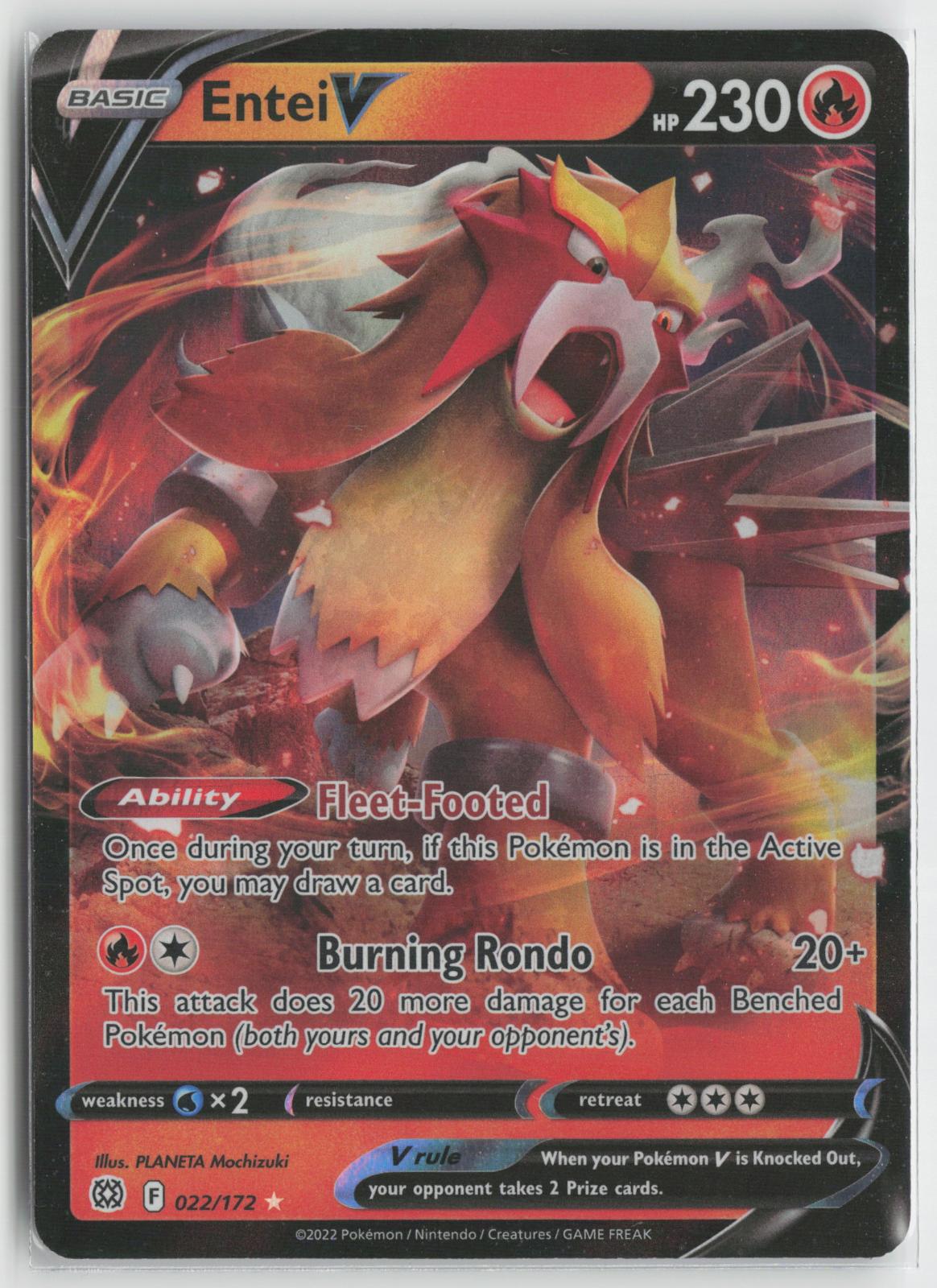Entei V 022/172 Holo V Rare Brilliant Stars Pokemon NM