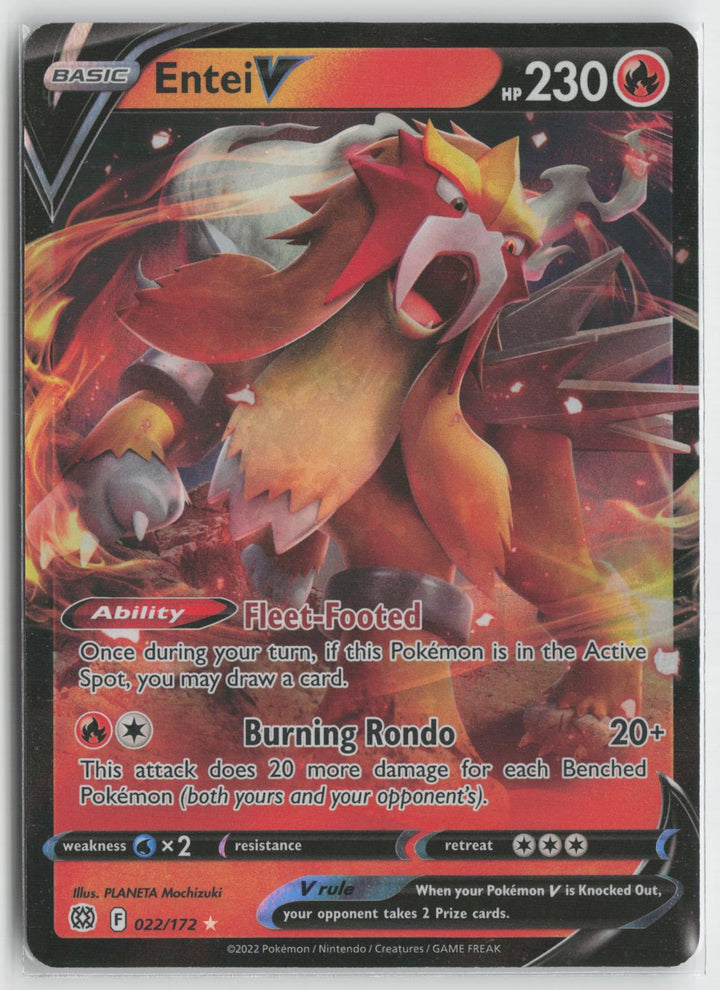 Entei V 022/172 Holo V Rare Brilliant Stars Pokemon NM0