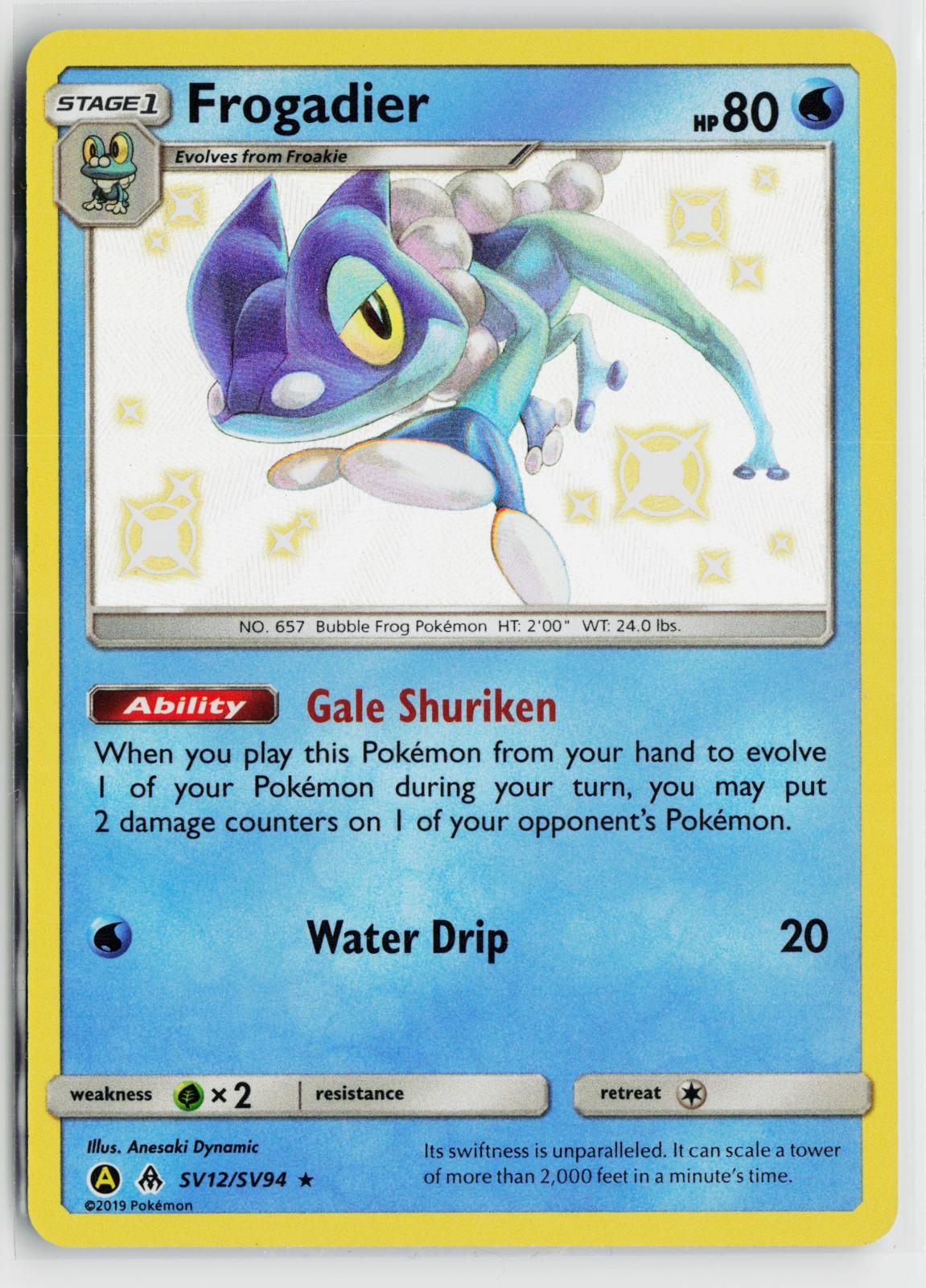 Frogadier SV12/SV94 Hidden Fates Shiny Vault NM Shiny Rare Holo Pokemon