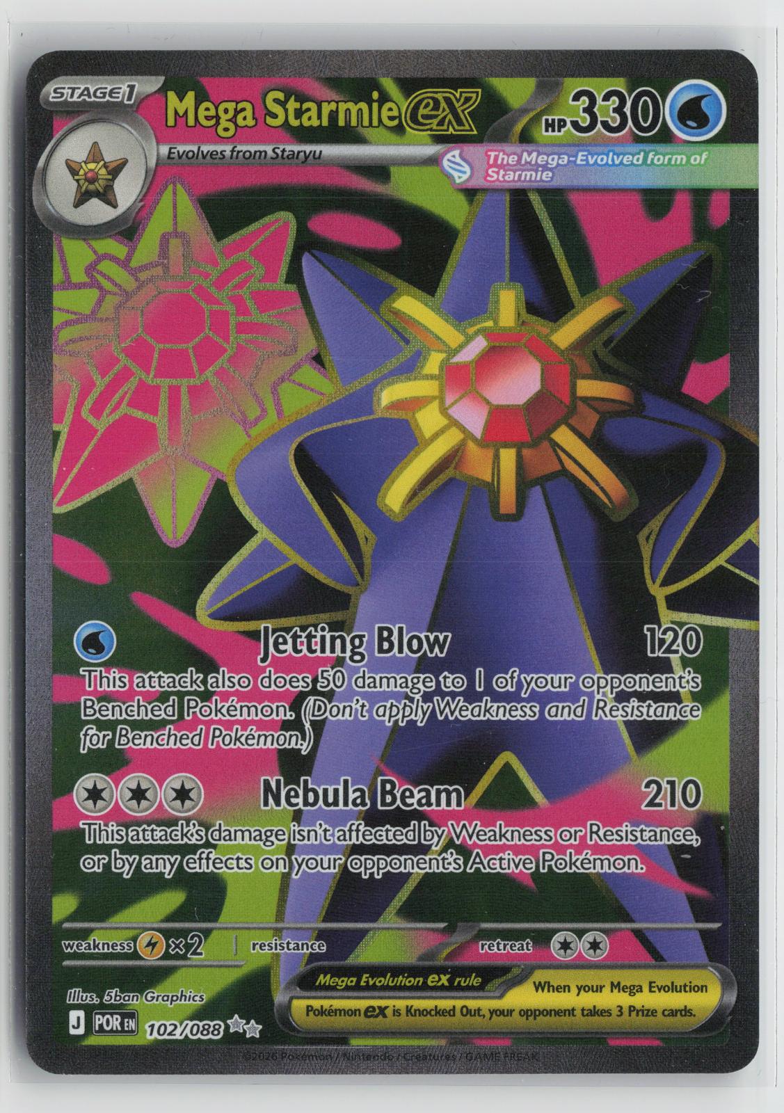 Mega Starmie ex 102/088 Perfect Order NM Ultra Rare Holo Pokemon