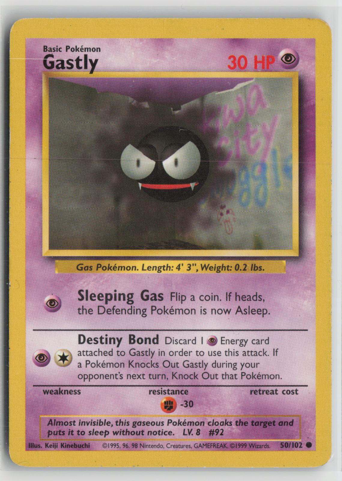 Gastly 50/102 Base Set Unlimited NM C Pokemon