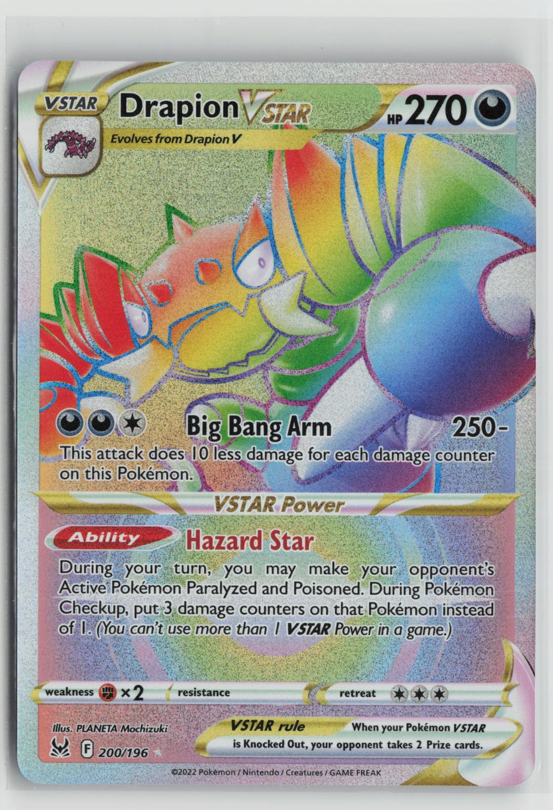 Drapion VSTAR 200/196 Rainbow Rare Lost Origin Pokemon Holo NM
