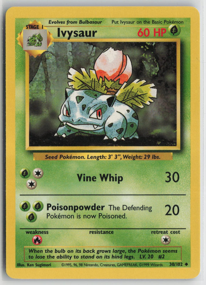 Ivysaur 30/102 Uncommon Base Set Unlimited Pokemon NM0