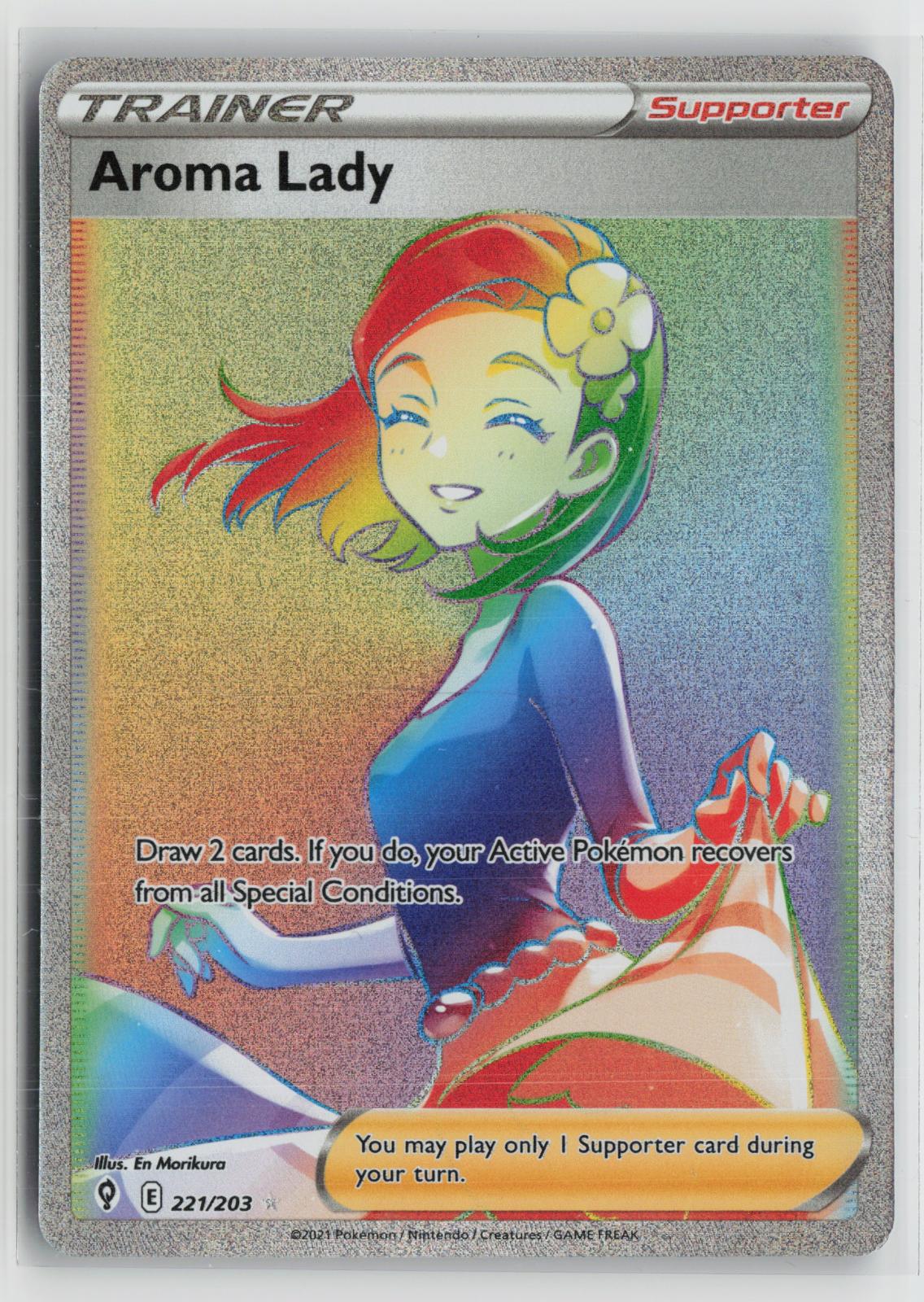 Aroma Lady 221/203 Rainbow Rare Evolving Skies Pokemon NM