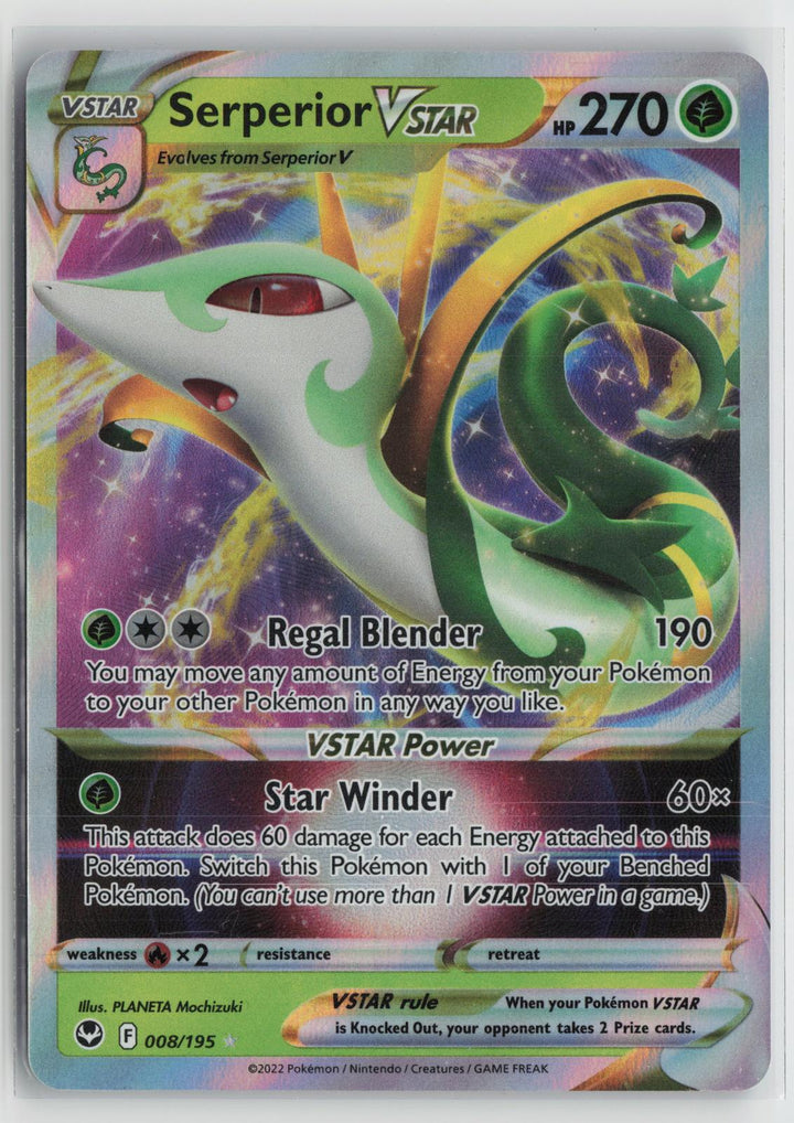 Serperior VSTAR 008/195 Holo VSTAR Rare Silver Tempest Pokemon NM0
