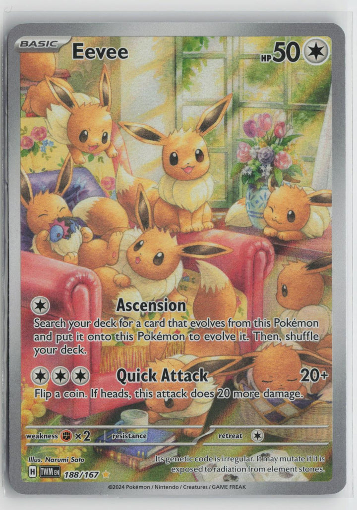 Eevee 188/167 Twilight Masquerade NM Illustration Rare Holo Pokemon0