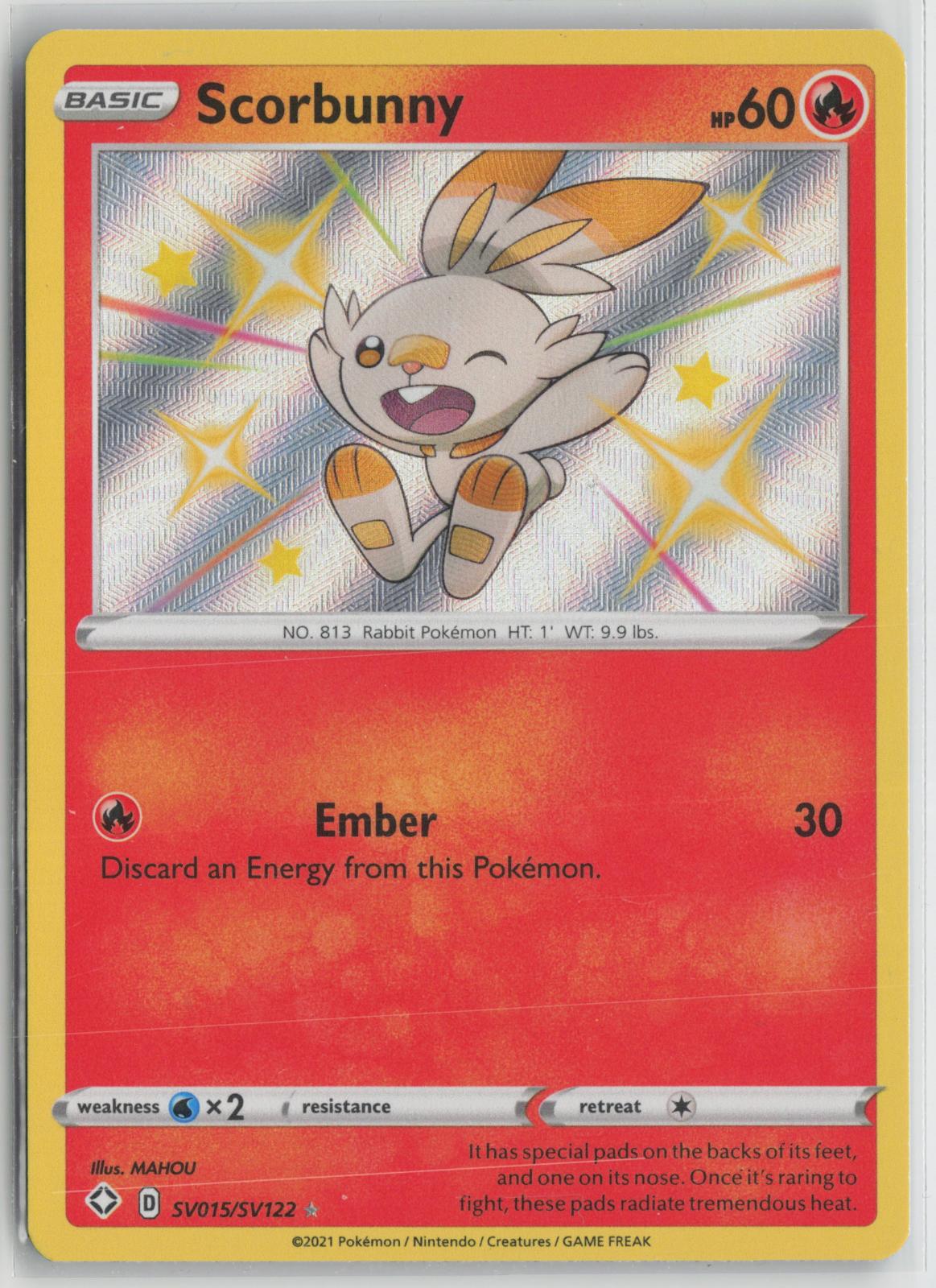 Scorbunny SV015/SV122 Shiny Rare Shining Fates Shiny Vault Pokemon Holo NM
