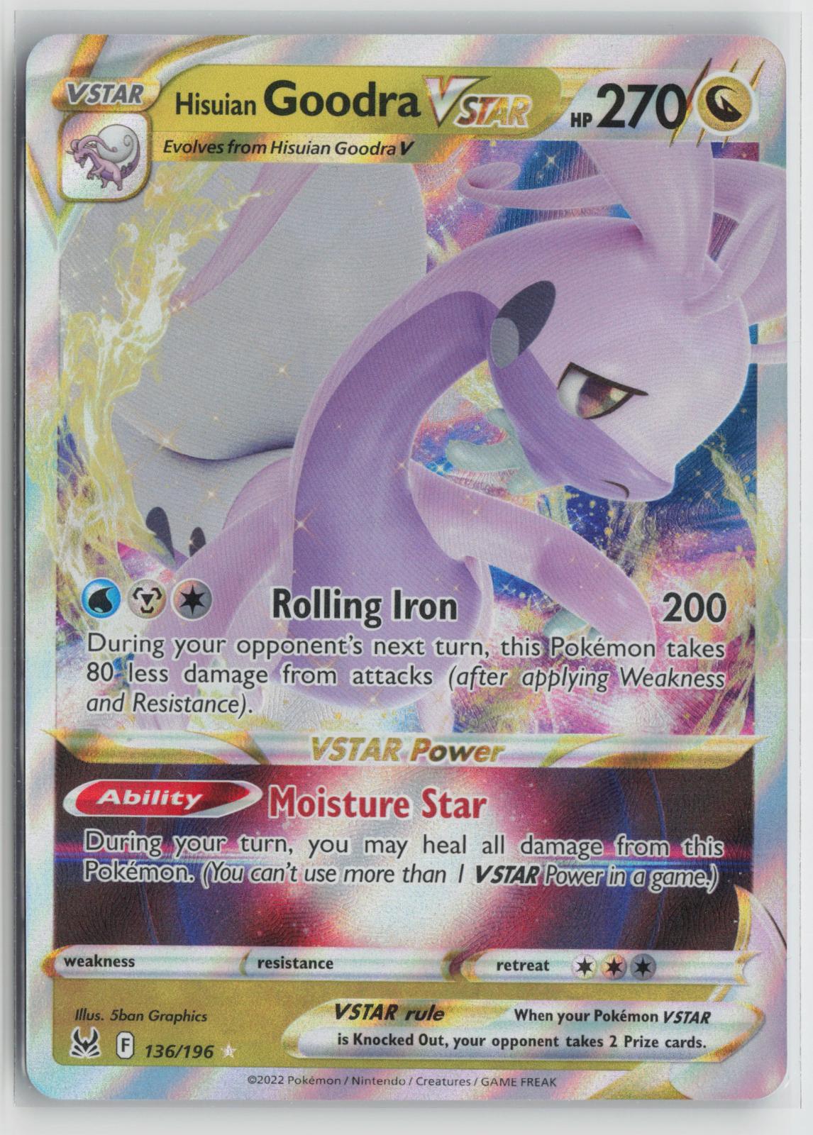Hisuian Goodra VSTAR 136/196 Holo VSTAR Rare Lost Origin Pokemon NM