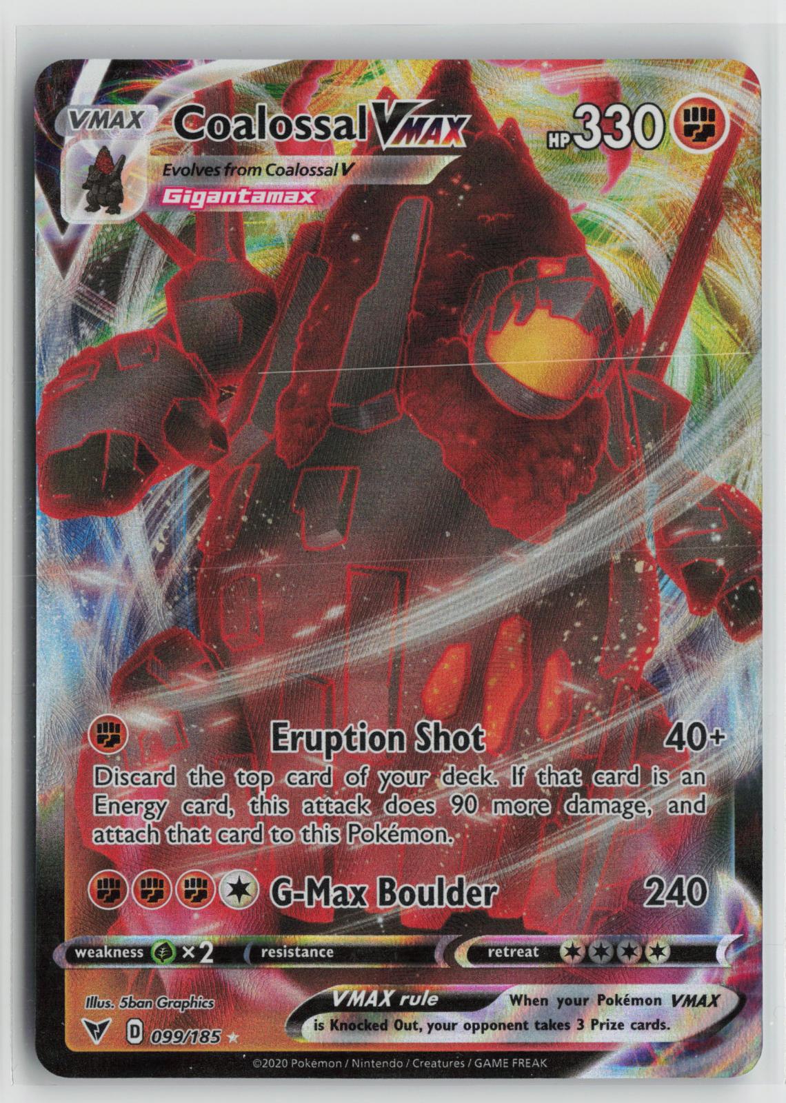 Coalossal VMAX 099/185 Holo VMAX Rare Vivid Voltage Pokemon NM