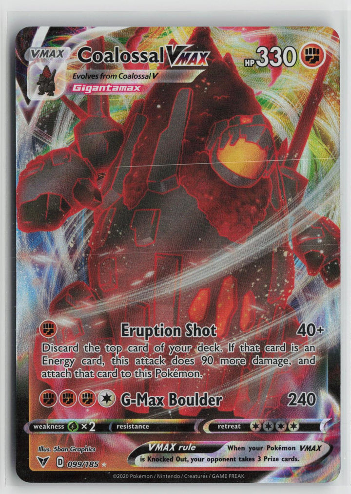 Coalossal VMAX 099/185 Holo VMAX Rare Vivid Voltage Pokemon NM0