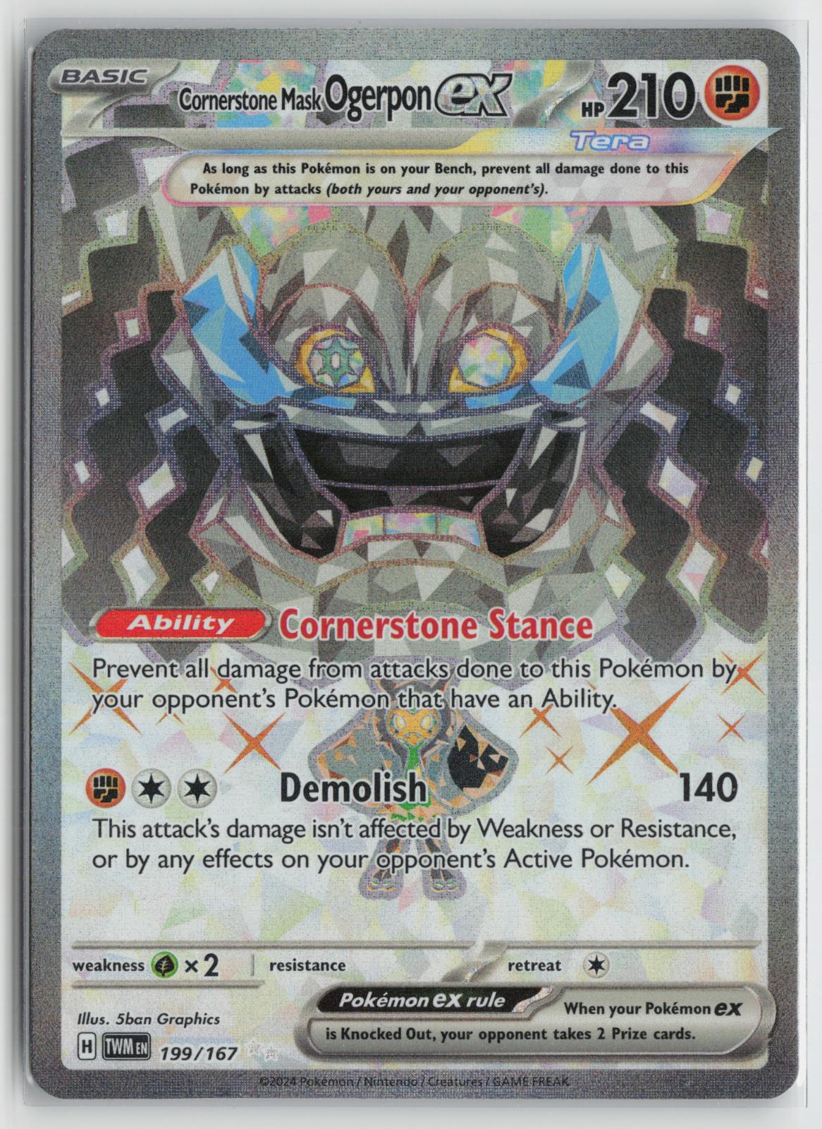Cornerstone Mask Ogerpon ex 199/167 Twilight Masquerade Pokemon Holo NM