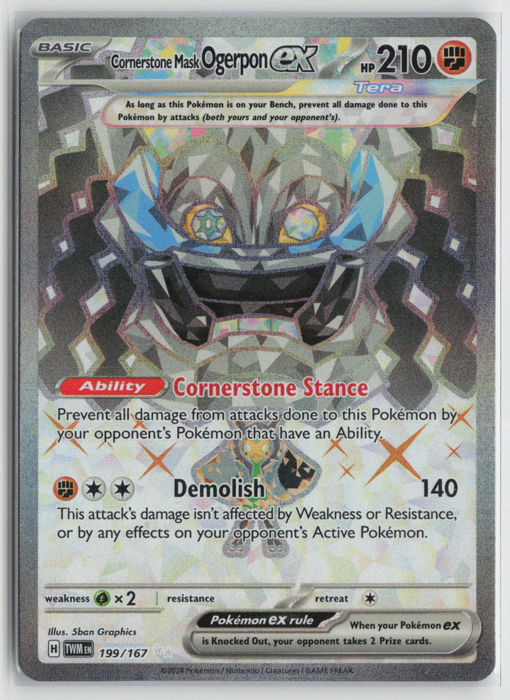 Cornerstone Mask Ogerpon ex 199/167 Twilight Masquerade Pokemon Holo NM0