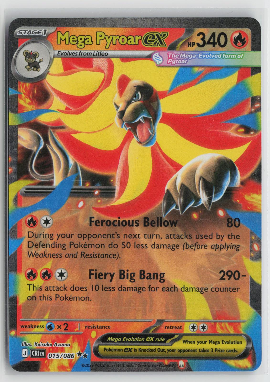 Mega Pyroar ex 015/086 Chaos Rising NM Holo Double Rare Pokemon