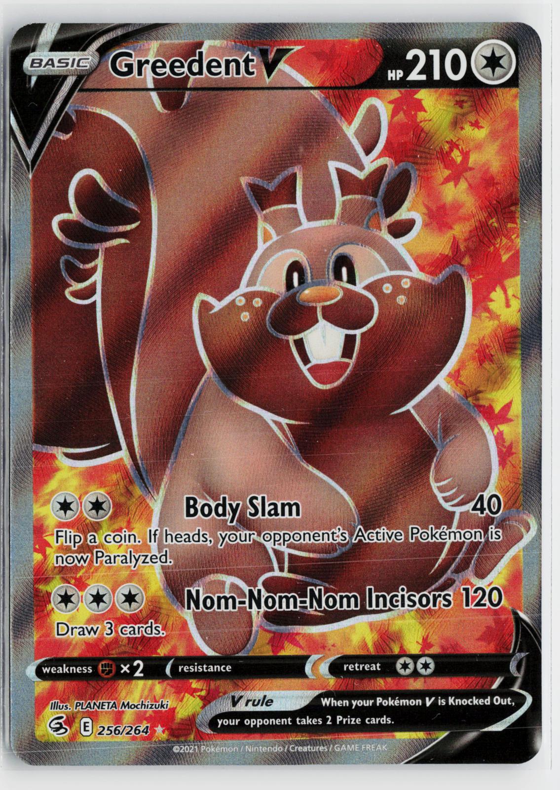 Greedent V 256/264 Fusion Strike NM Ultra Rare Holo Pokemon