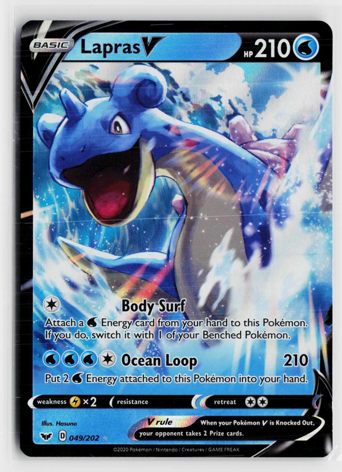 Lapras V 049/202 Sword & Shield NM Holo V Rare Pokemon