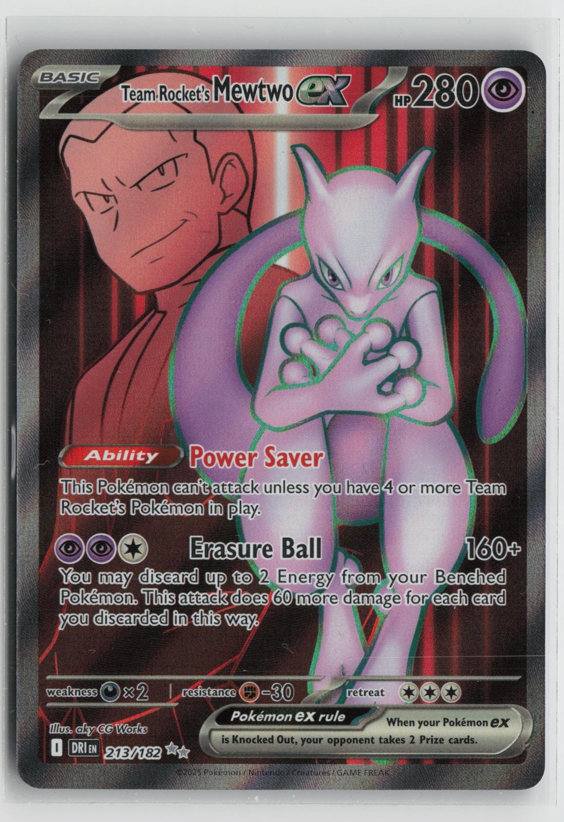 Team Rocket's Mewtwo ex 213/182 Destined Rivals NM Ultra Rare Holo Pokemon