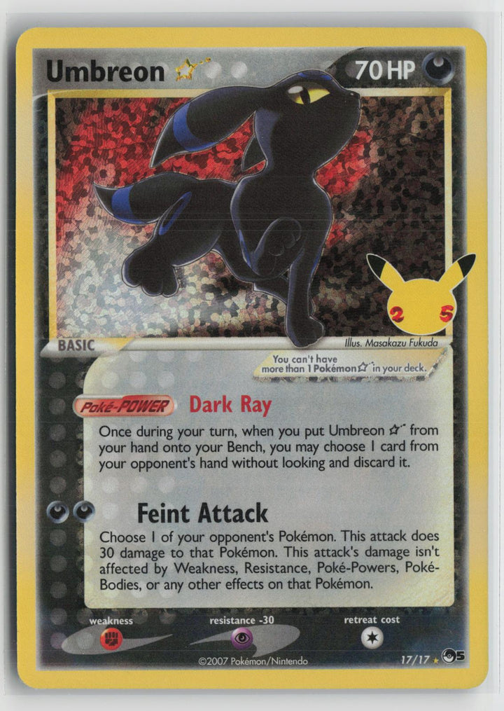 Umbreon Star 17/17 Celebrations: Classic Collection Pokemon Holo NM0
