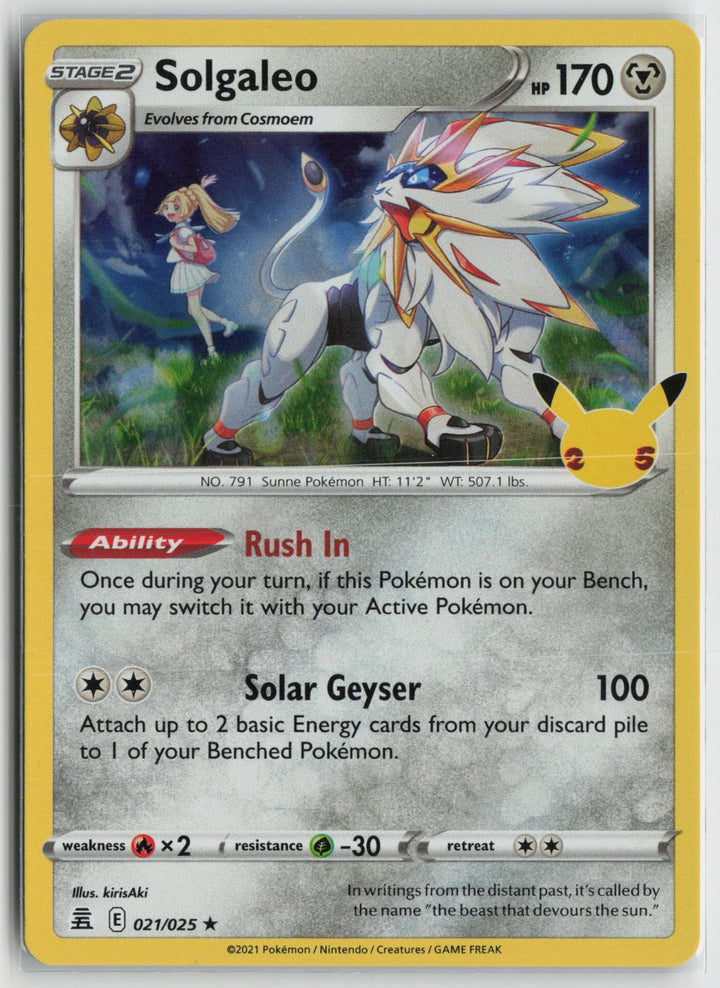 Solgaleo 021/025 Holo Rare Celebrations Pokemon NM0