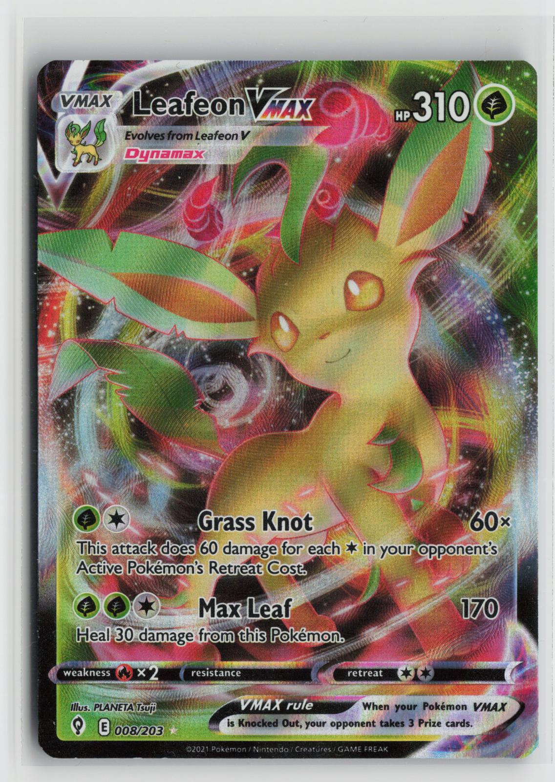 Leafeon VMAX 008/203 Holo VMAX Rare Evolving Skies Pokemon NM