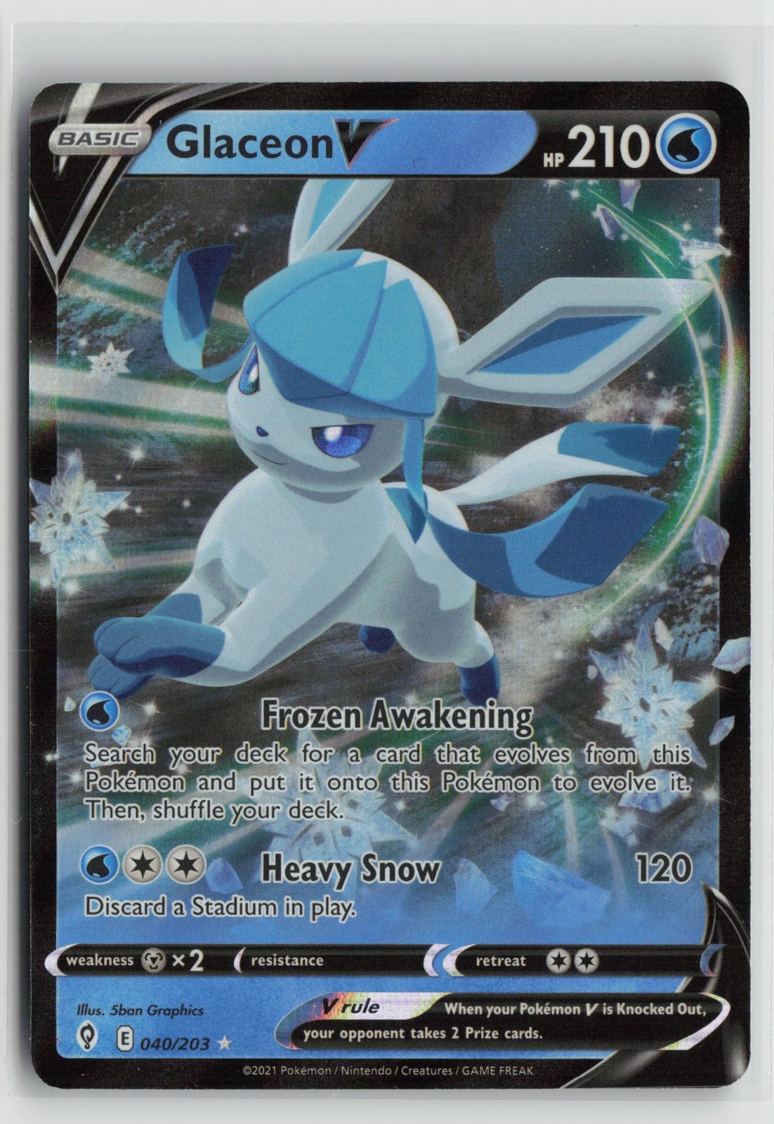 Glaceon V 040/203 Evolving Skies NM Holo V Rare Pokemon