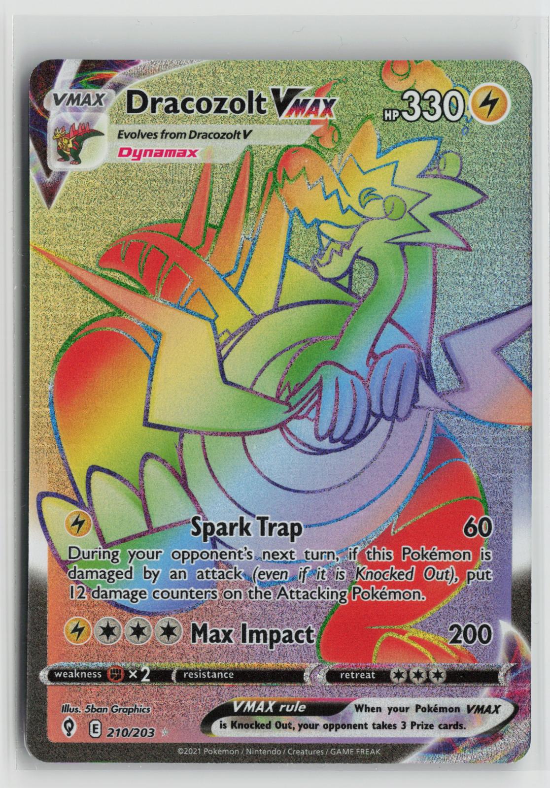 Dracozolt VMAX 210/203 Rainbow Rare Evolving Skies Pokemon Holo NM