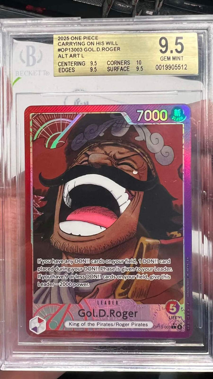BGS 9.5 Gold Gol.D.Roger Alt Art L OP13-003 One Piece TCG0