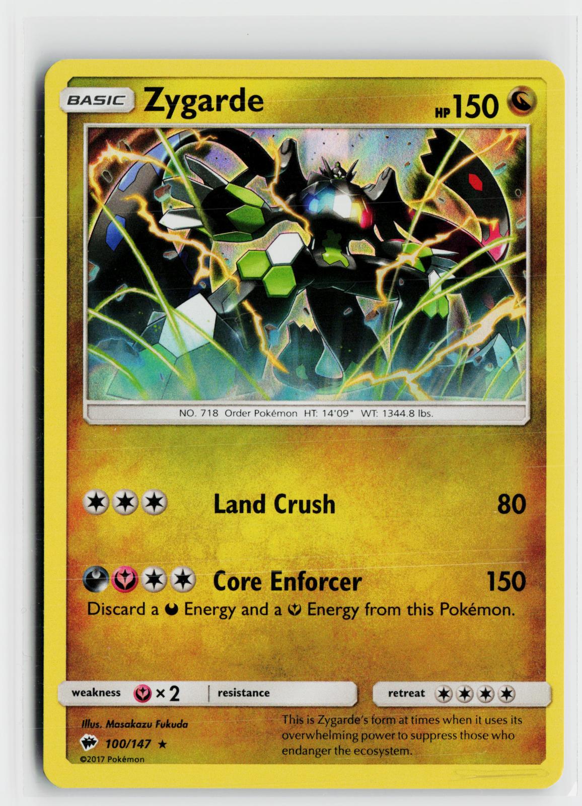 Zygarde 100/147 Burning Shadows NM Holo R Pokemon