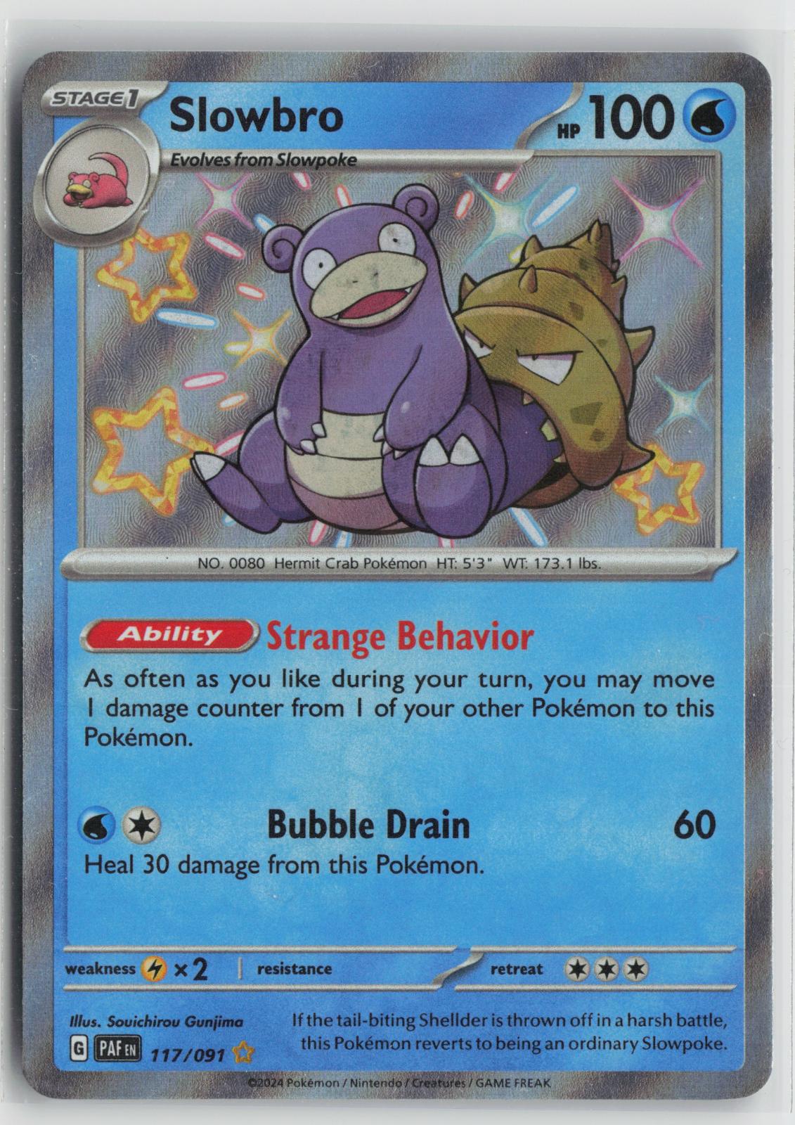 Slowbro 117/091 Shiny Rare Paldean Fates Pokemon Holo NM