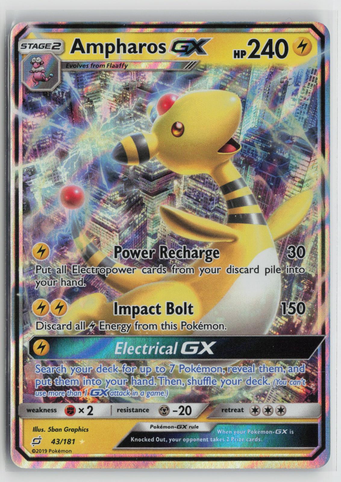 Ampharos GX 43/181 Team Up NM Holo GX Rare Pokemon
