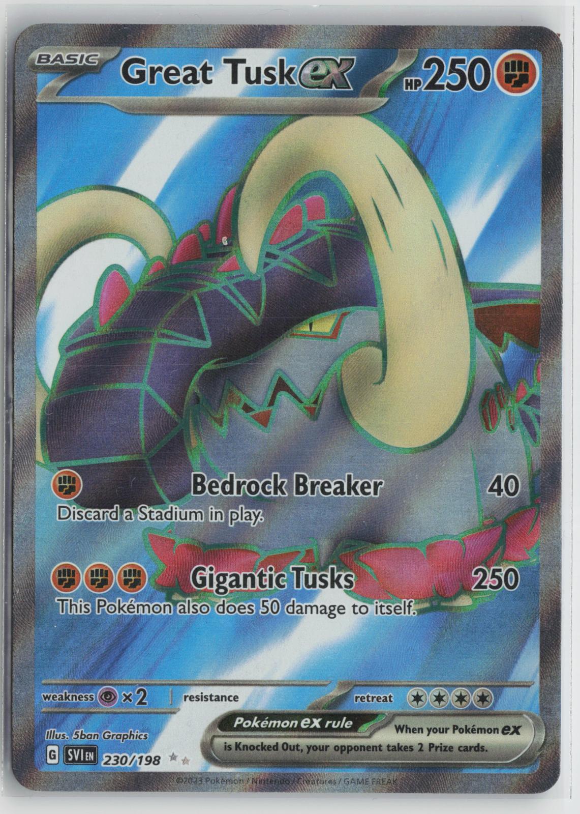 Great Tusk ex 230/198 Ultra Rare Scarlet & Violet Pokemon Holo NM
