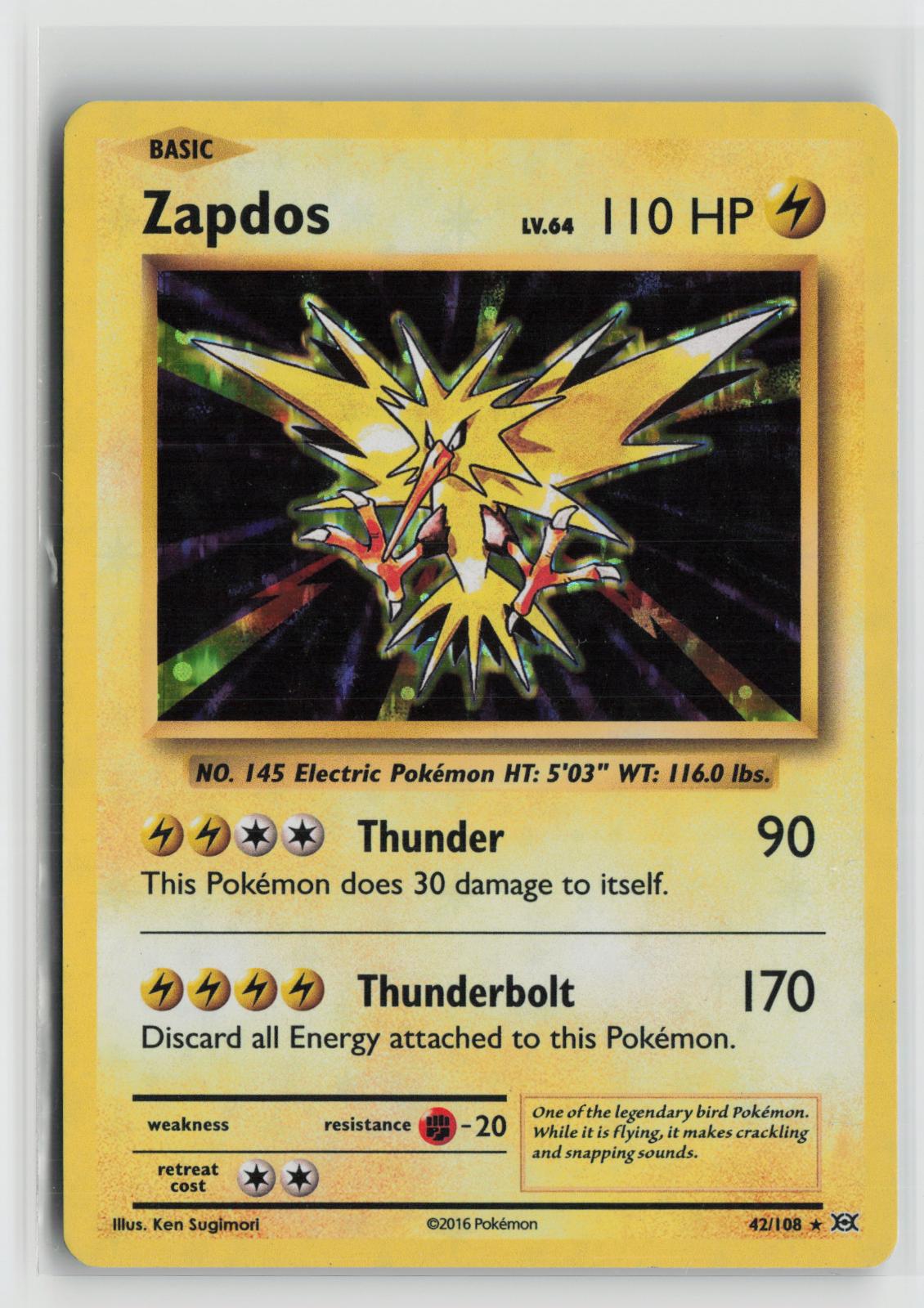 Zapdos 42/108 Holo Rare Evolutions Pokemon NM