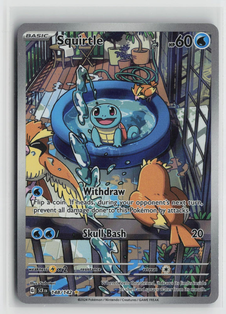 Squirtle 148/142 Stellar Crown NM Illustration Rare Holo Pokemon0