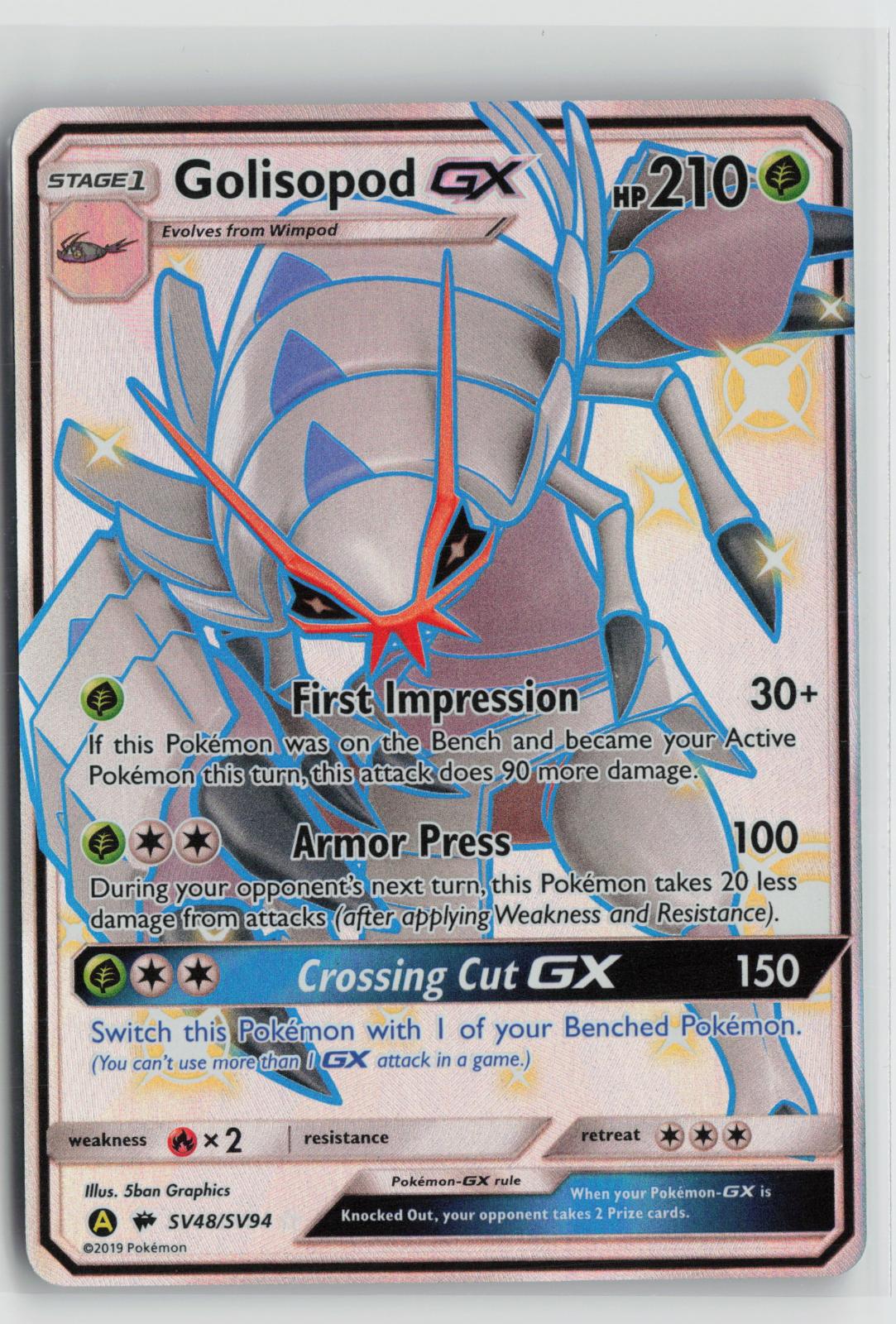 Golisopod GX SV48/SV94 Shiny GX Rare Hidden Fates Shiny Vault Pokemon NM