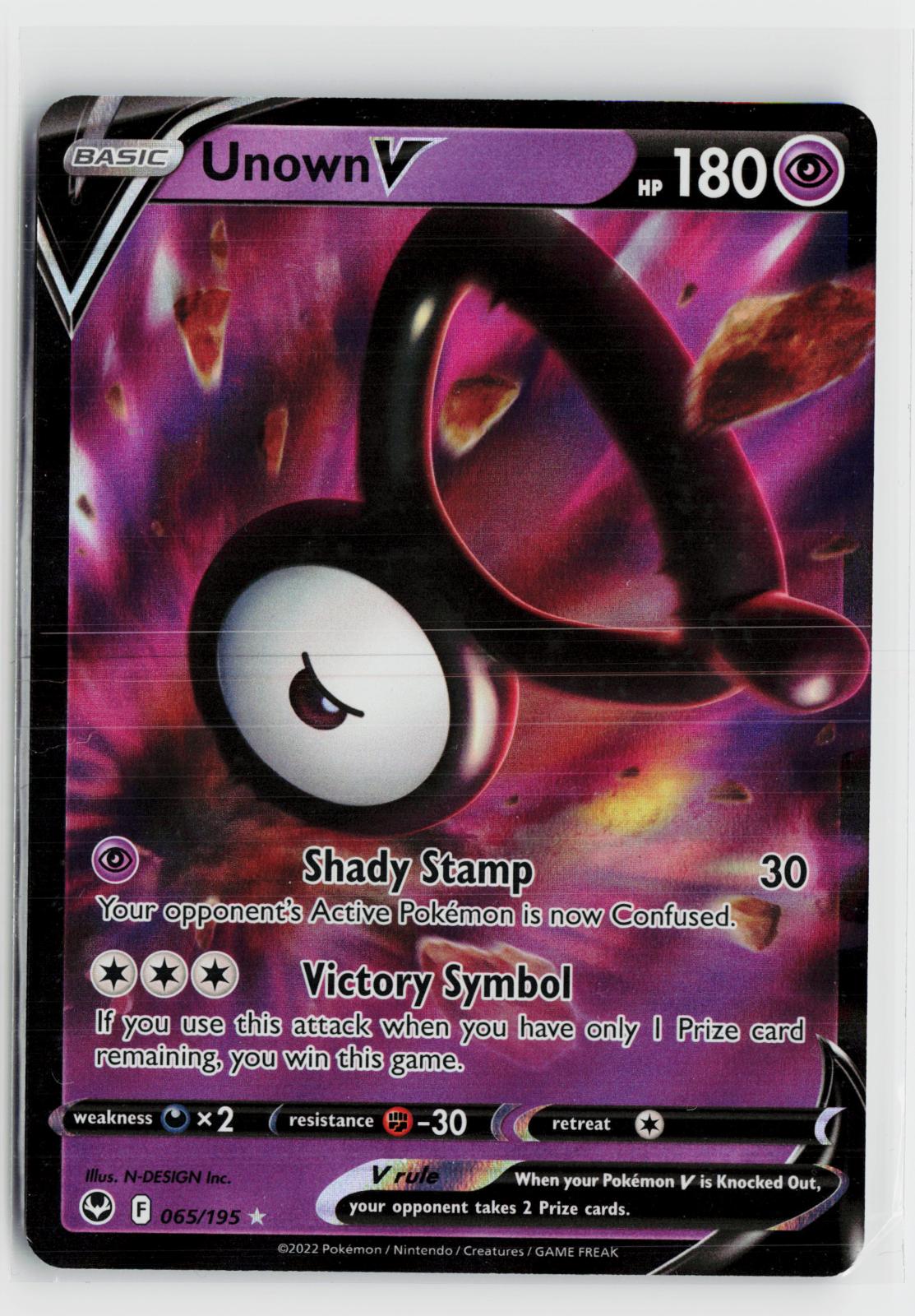 Unown V 065/195 Silver Tempest NM Holo V Rare Pokemon
