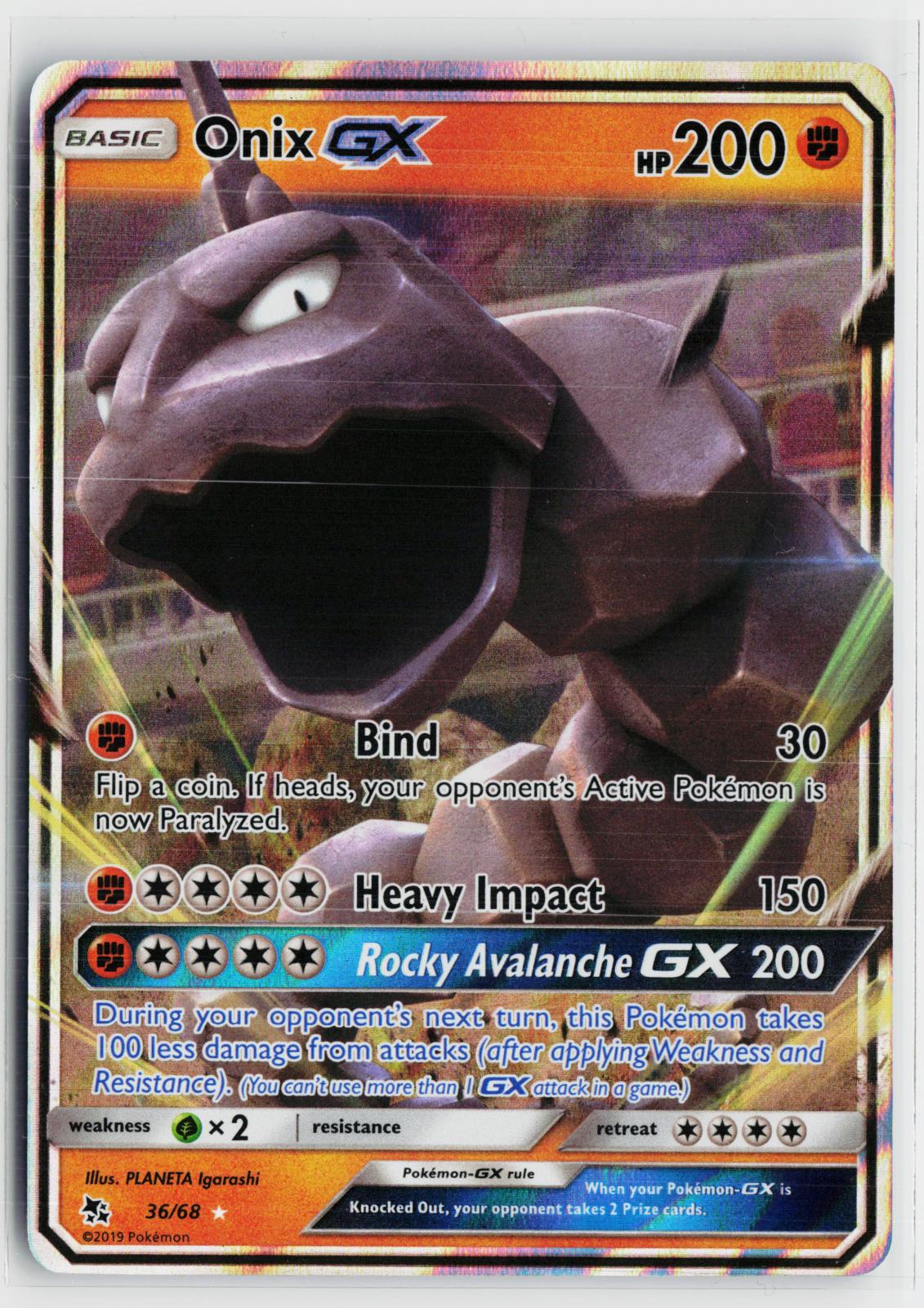 Onix GX 36/68 Hidden Fates NM Holo GX Rare Pokemon