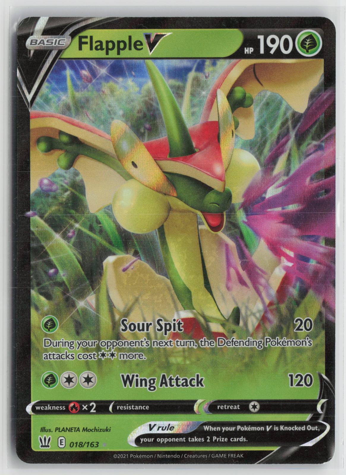 Flapple V 018/163 Holo V Rare Battle Styles Pokemon NM